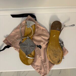 Lola Cruz Rhinestone Flat Sandals Sz 38 / US W 7.5